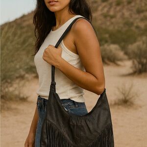 Elegant Black‎ Fringe Shoulder Bag